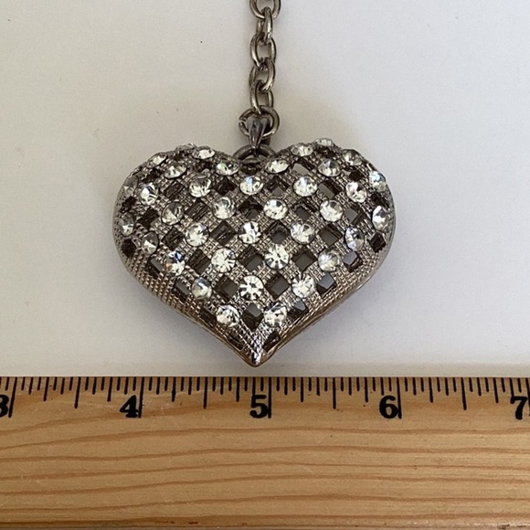 Silver Heart Shaped Keychain with Faux Diamonds - Picture 5 of 5